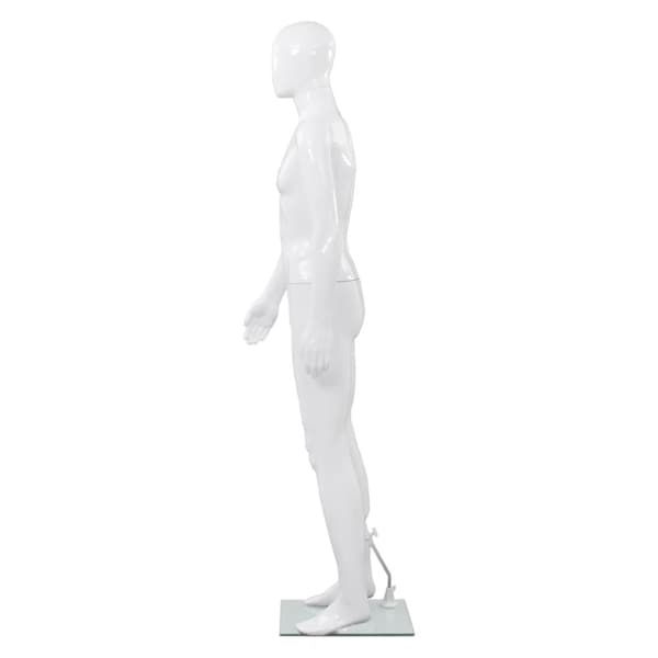 Mannequiner - Living mannequin mand fuld figur glassokkel hvid højglans 185 cm