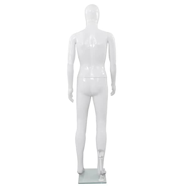 Mannequiner - Living mannequin mand fuld figur glassokkel hvid højglans 185 cm