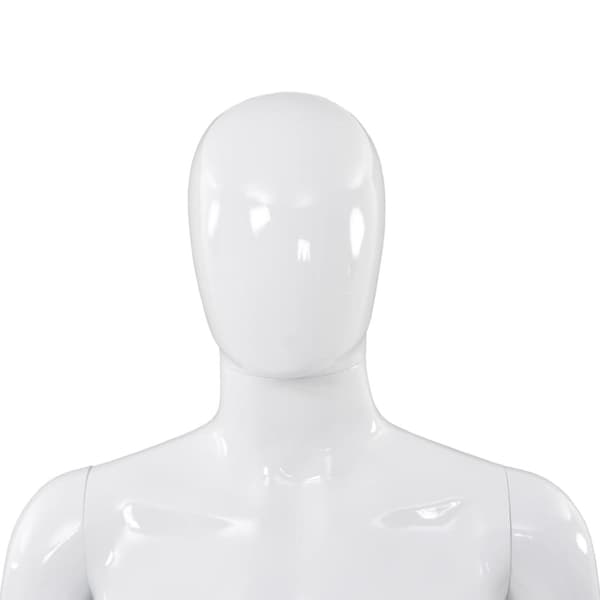 Mannequiner - Living mannequin mand fuld figur glassokkel hvid højglans 185 cm