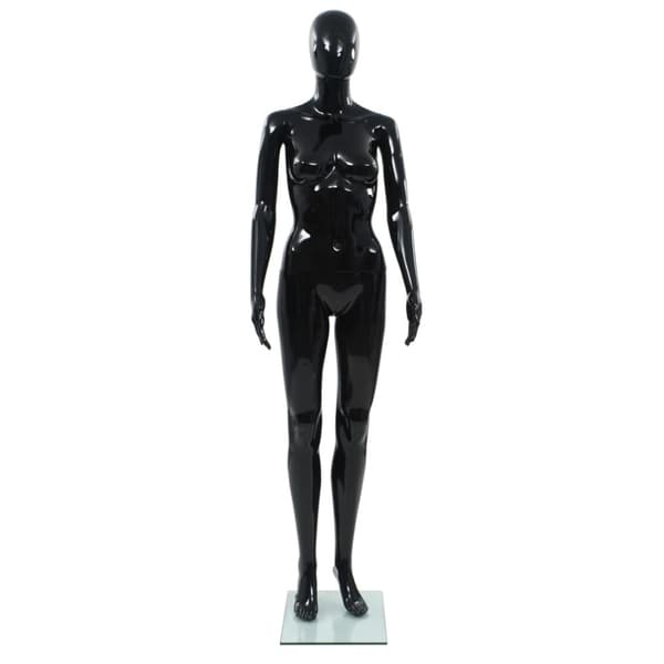 Mannekänger - Living Skyltdocka dam helkropps med bas i glas glansig svart 175 cm