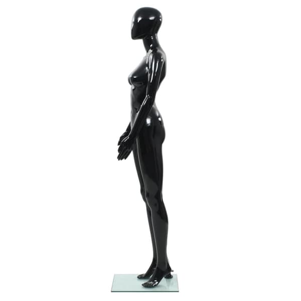 Mannekänger - Living Skyltdocka dam helkropps med bas i glas glansig svart 175 cm