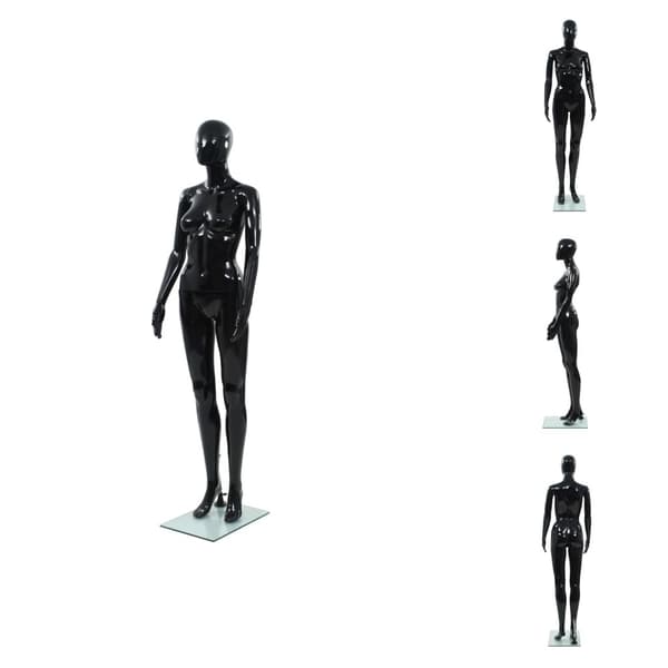 Mannekänger - Living Skyltdocka dam helkropps med bas i glas glansig svart 175 cm