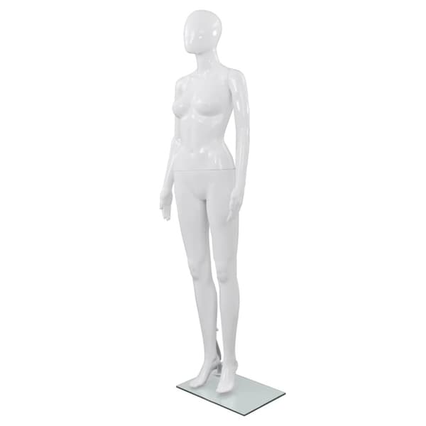 Mallinuket - Living Aidon kokoinen naismallinukke lasijalustalla valkoinen 175 cm