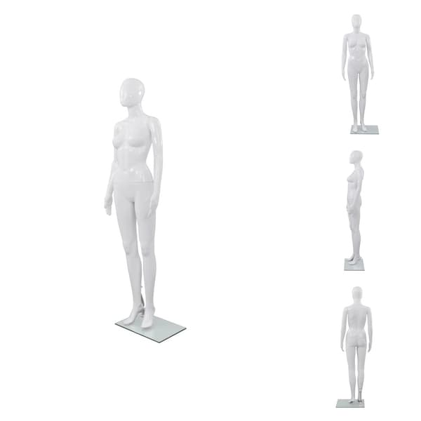 Mallinuket - Living Aidon kokoinen naismallinukke lasijalustalla valkoinen 175 cm
