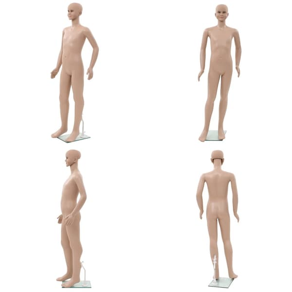 Aidon kokoinen lapsimallinukke lasijalustalla 140 cm beige - Lapsimannekiini - Lapsimannekiinit - Home & Living