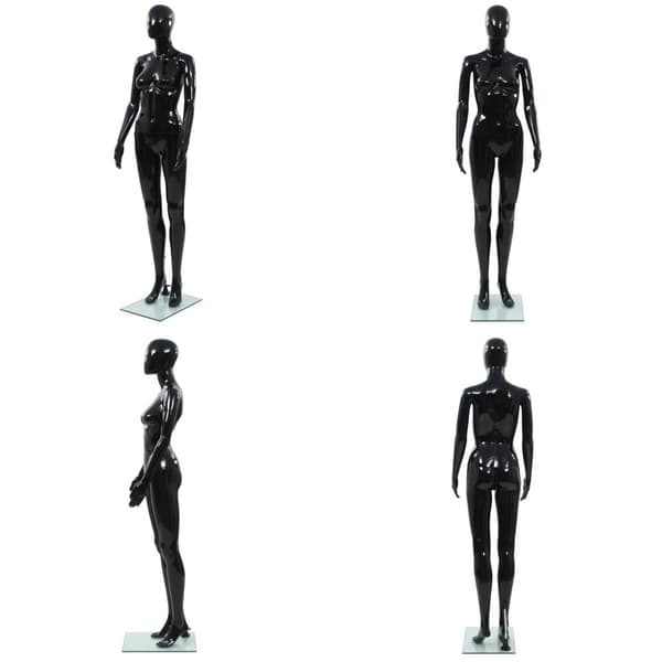 Aidon kokoinen naismallinukke lasijalustalla musta 175 cm - Naismannekiini - Naismannekiinit - Home & Living