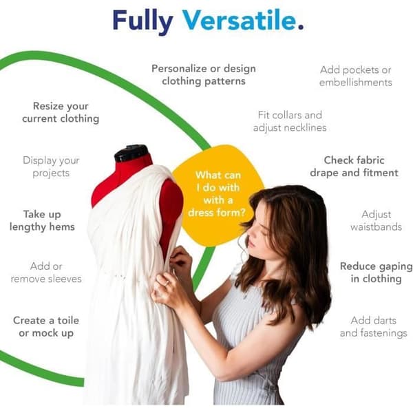 Mannequin de Couture - ADJUSTOFORM - Sew Simple - 8 Justerbara Delar - Röd Klöver - Storlek 38-46