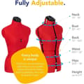 Miniatyrbild 2 av 4: Mannequin de Couture - ADJUSTOFORM - Sew Simple - 8 Justerbara Delar - Röd Klöver - Storlek 38-46