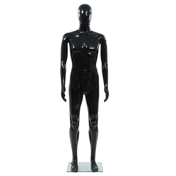 Skyltdocka man helkropps med bas i glas glansig svart 185 cm