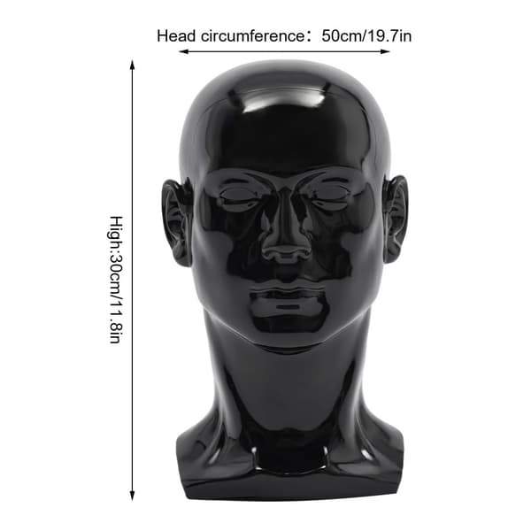 Manlig Mannequinhuvud, Hållbar PVC, Lätt Design,Svart