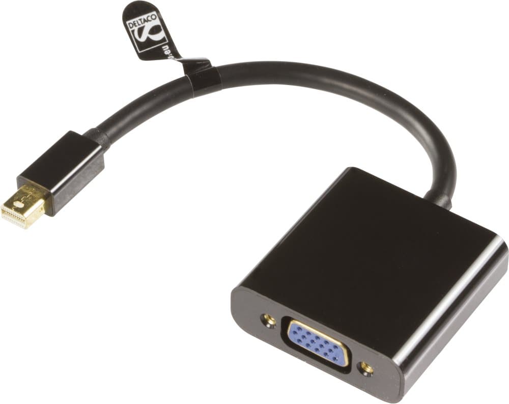 DELTACO mini DisplayPort til VGA-adapter, 20-pin han - 15-pin hun, 0,2