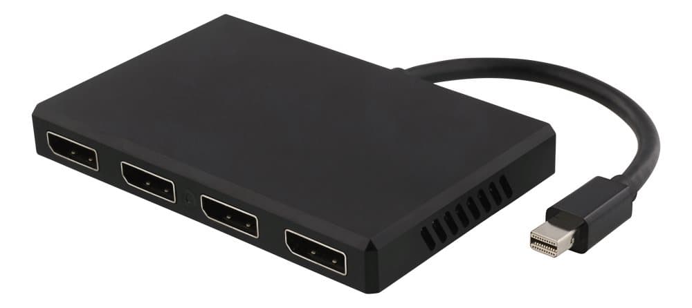 DELTACO miniDisplayPort - 4xDisplayPort MST hub, 3840x2160 at 60Hz, bl