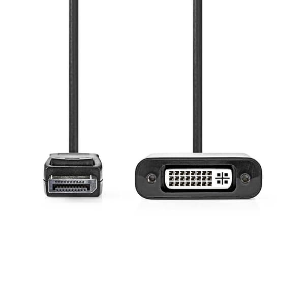 Nedis DisplayPort adapter | DisplayPort Han | DVI-D 24+1-Pins Hun | 1080p@60Hz | Nikkelplateret | Lige | 0.20 m | Runde | PVC | ABS | Sort | Box