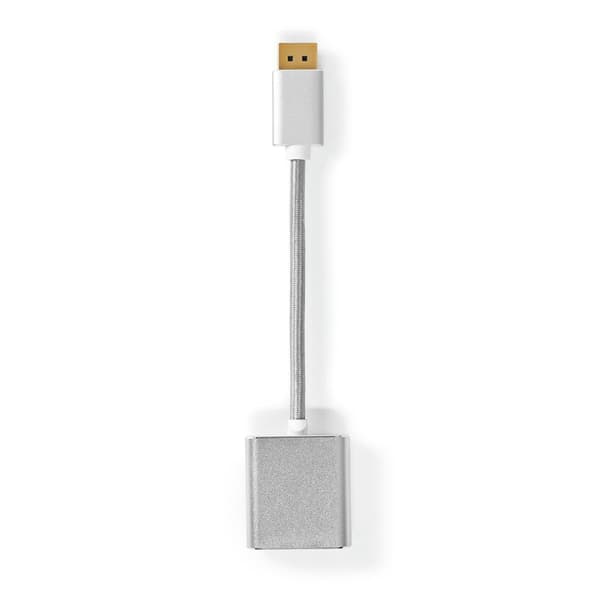 Nedis Displayport-kabel | DisplayPort Han | DVI-D 24+1-Pins Hun | 1080p | Gull belagt | 0.20 m | Rund | Flettet | Sølv | Deksel Vindusboks