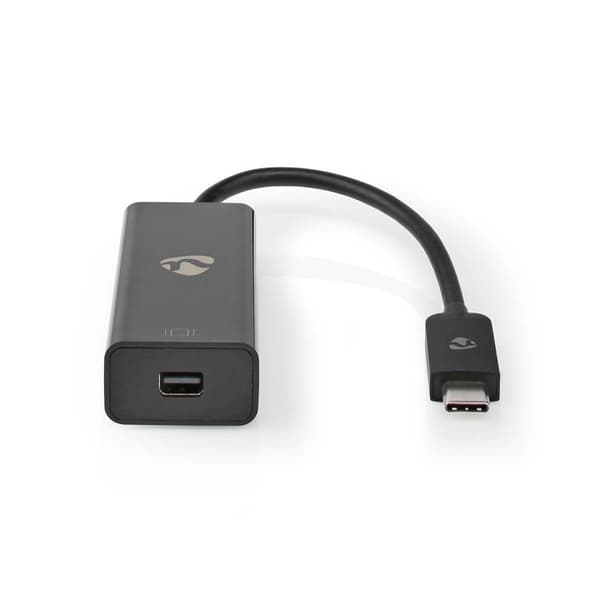 Nedis USB-C™ Sovitin | USB 3.2 Gen 1 | USB-C™ Uros | Mini DisplayPort Naaras | 8K@60Hz | 0.20 m | Pyöreä | Niklattu | PVC | Musta | Laatikko musta