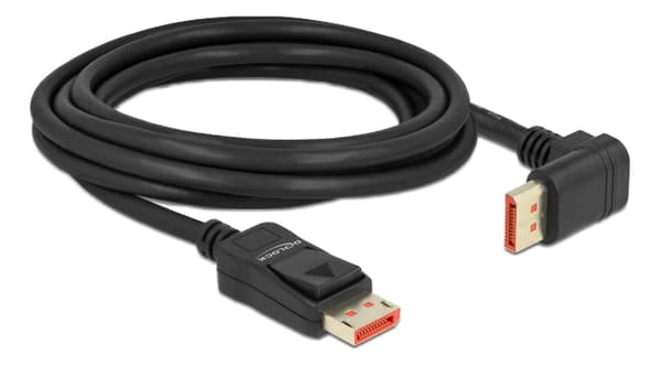 DeLOCK DisplayPort-kabel hann rett til hann 90° oppover 8K 60 Hz 3 m