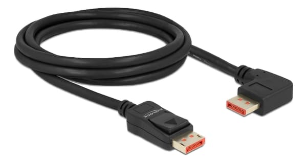 DL-87063Delock DisplayPort cable male straight to male 90° right angle 8K 60Hz 2m