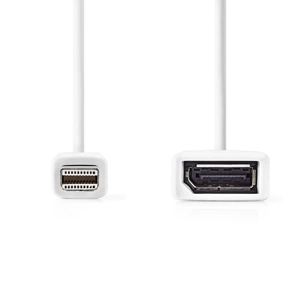 Nedis Mini Displayport-kabel | DisplayPort 1.2 | Mini DisplayPort Han | DisplayPort Hun | 21.6 Gbps | Nikkel belagt | 0.20 m | Rund | PVC | Hvit | Bok
