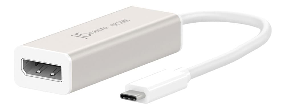 j5create USB Type C to DisplayPort adapter, aluminium, UHD, white