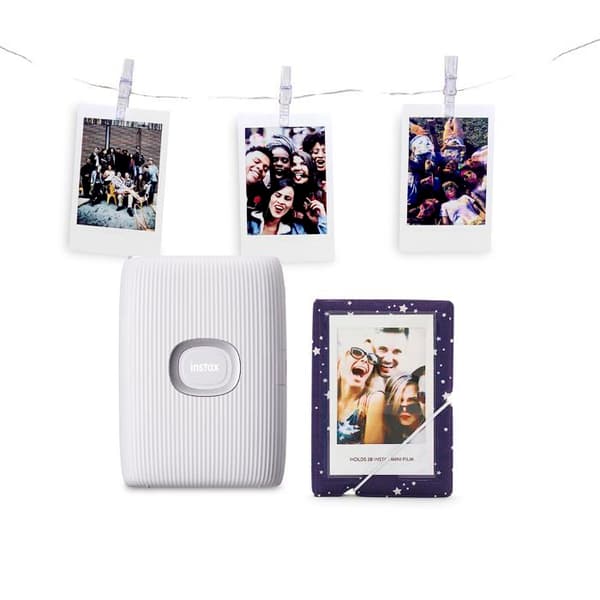 Instax Instant Camera Pack - LINK2 - Limited Edition Mini Smartphone Printer Bundle, Clay White