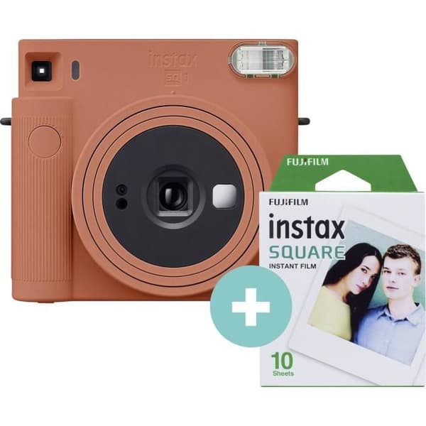 Fujifilm instax SQUARE SQ 1 Set Instant Camera Orange med inbyggd blixt