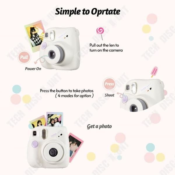 TD® Mini7+ enbildskamera Söt omedelbar kamera för att ta bilder med enkel hantering
