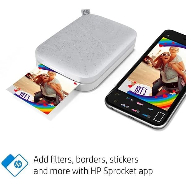 HP Sprocket Printer 200 Instant Printer - 5 x 7,6 cm - Kantlös utskrift - Vit