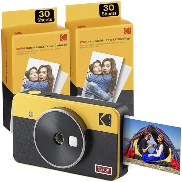 Kodak Mini Shot 2 Retro C210R Gul, instant filmkamera med bärbar trådlös fotoskrivare, Bluetooth