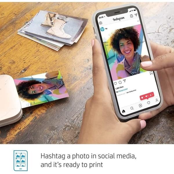 HP Sprocket Select Instant Printer - 5,8 x 8,7 cm - Bluetooth 5.0 - Kantlös utskrift - Vit