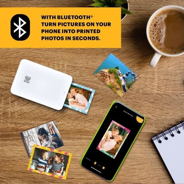 Instant Mobile Photo Printer - KODAK - Step Printer Slim - 5,1 x 7,6 cm Photos Zink Paper - iOS och Android