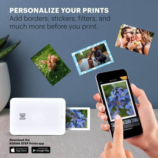 Instant Mobile Photo Printer - KODAK - Step Printer Slim - 5,1 x 7,6 cm Photos Zink Paper - iOS och Android