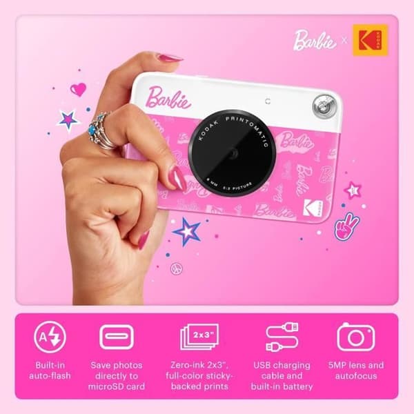 Kamera - Barbie - Kodak Printomatic - 5MP - Rosa - Autofokus