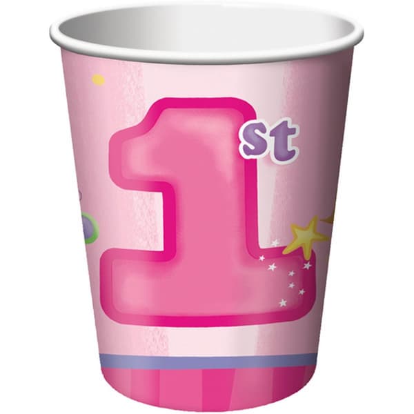 Creative Party Fun At 1 engangskopper (pakke med 8 stk.) Pink One Size