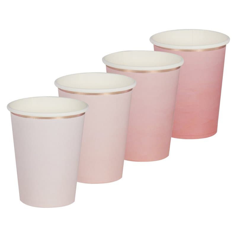Pappersmugg Rosa Ombre, 8-pack