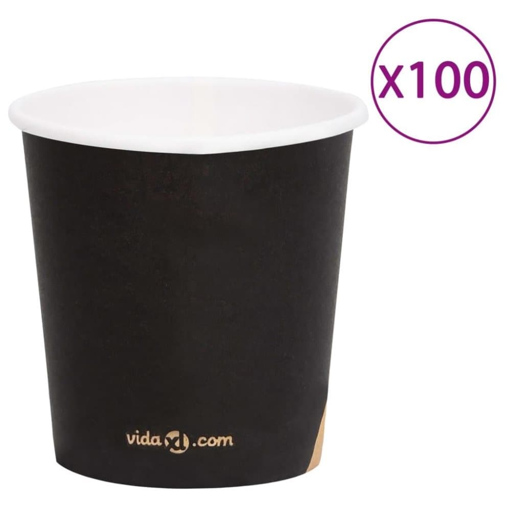 vidaXL Pappersmuggar 120 ml 100 st svart