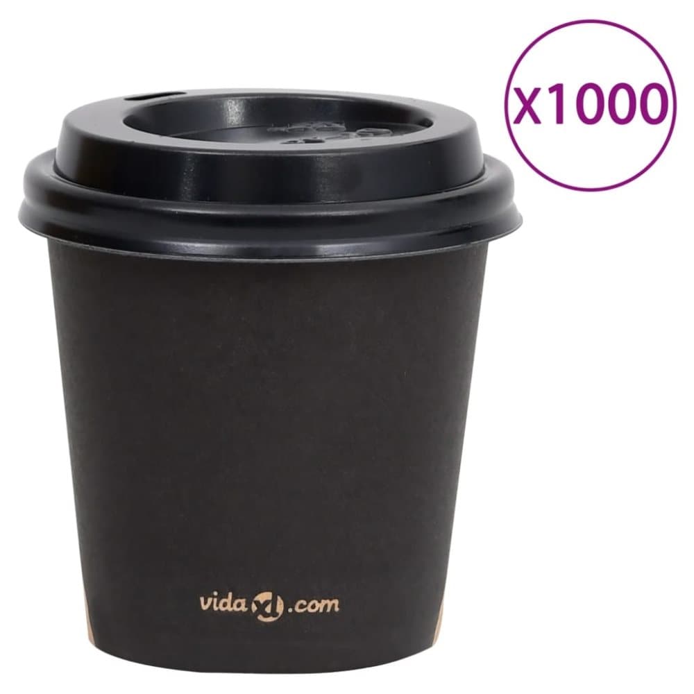vidaXL Pappersmuggar med lock 120 ml 1000 st svart