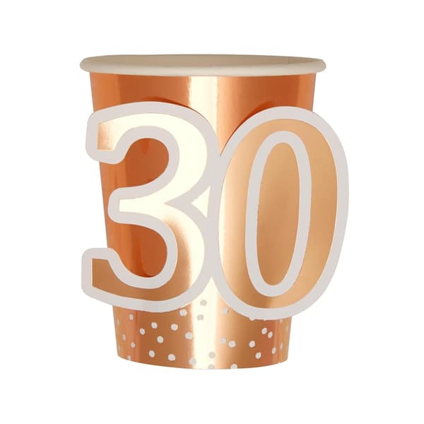 Neviti 30-års fødselsdag Engangsbæger (pakke med 8 stk.) Rose Gold/White One Size