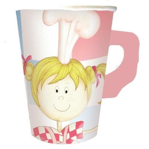 Amscan Little Cooks Paper Handle Party Cup (Pack of 8) White/Pink One Size
