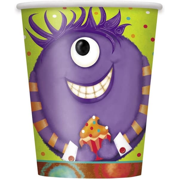 Unique Party Paper Monster Party Cup (Pack of 8) Green/Purple One Size