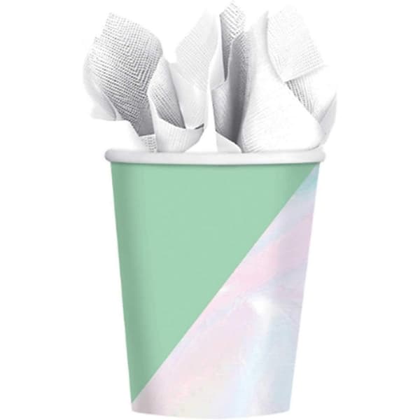 Amscan Paper Shimmer Party Cup (Pack of 8) Iridescent Silver/Mint One Size