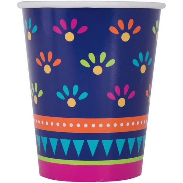 Unique Party Paper Boho Party Cup (Pack of 8) Navy/Orange/Pink One Size