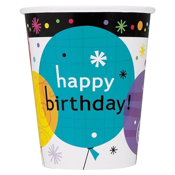 Unique Party Breezy Paper Birthday Disposable Cup (Pack of 8)