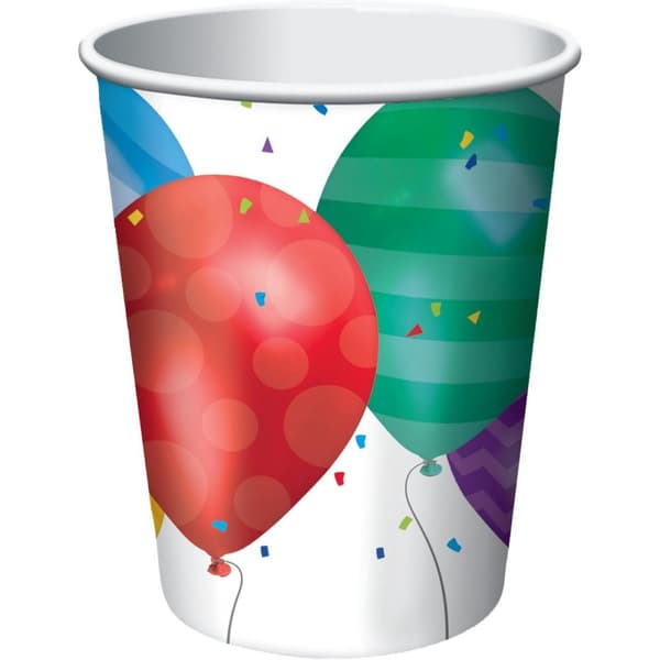 Creative Party Balloon Blast Party Cup (Pack of 8) White/Multicoloured One Size