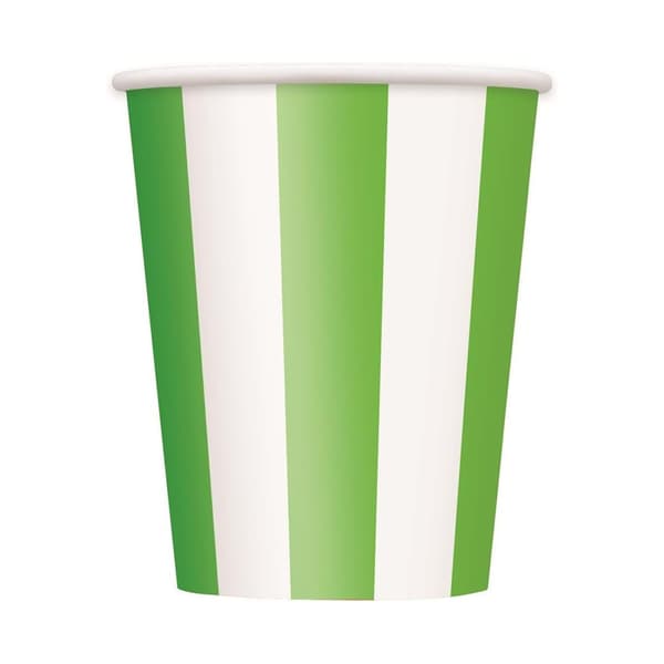 Unique Party Randig engångsmugg i papper (6-pack) White/Lime Green One Size
