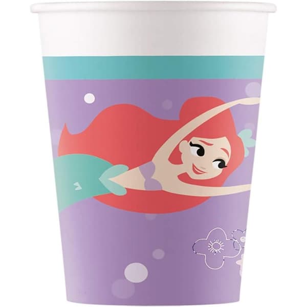 Little Mermaid Under The Sea Paper Ariel Party Cup (Pack of 8) Purple/White One Size