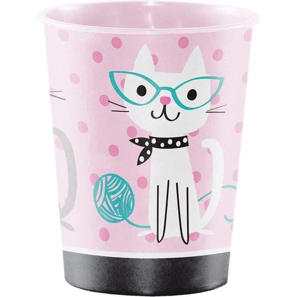 Creative Party Purrfect Plastic Party Cup Pink/Black/White One Size