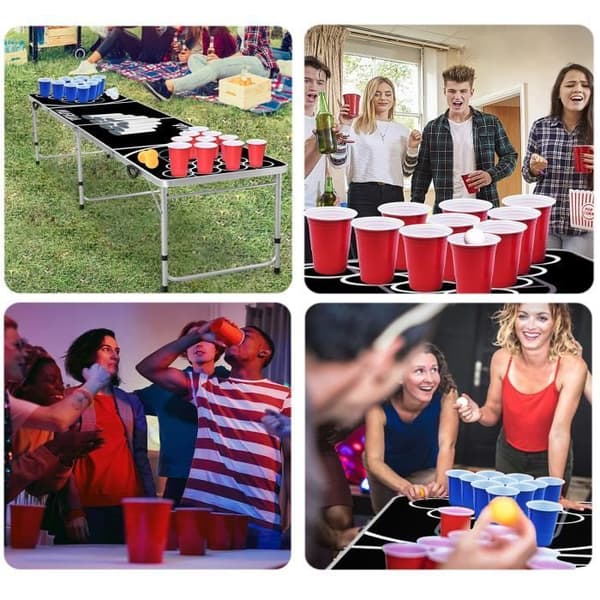 LZQ Beer Pong Cup-set, Beerpong-koppar med bollar, återanvändbara 100 festkoppar och 10 bollar till julfödelsedag