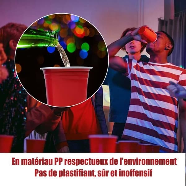 LZQ Beer Pong Cup-set, Beerpong-koppar med bollar, återanvändbara 100 festkoppar och 10 bollar till julfödelsedag