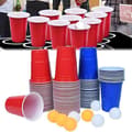 Miniatyrbild 1 av 4: LZQ Beer Pong Cup-set, Beerpong-koppar med bollar, återanvändbara 100 festkoppar och 10 bollar till julfödelsedag