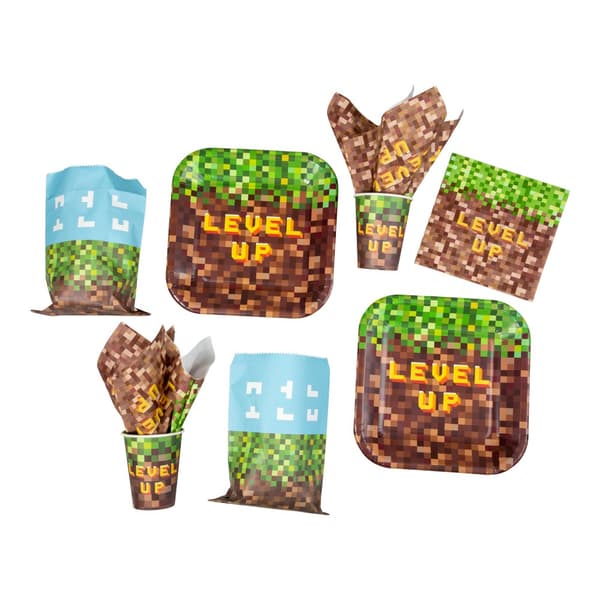 Papperstallrikar Pixel Level Up 8-p